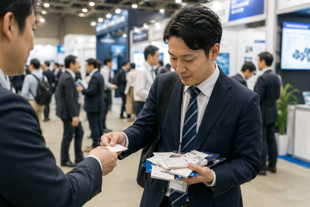 展示会では名刺交換の数が多い