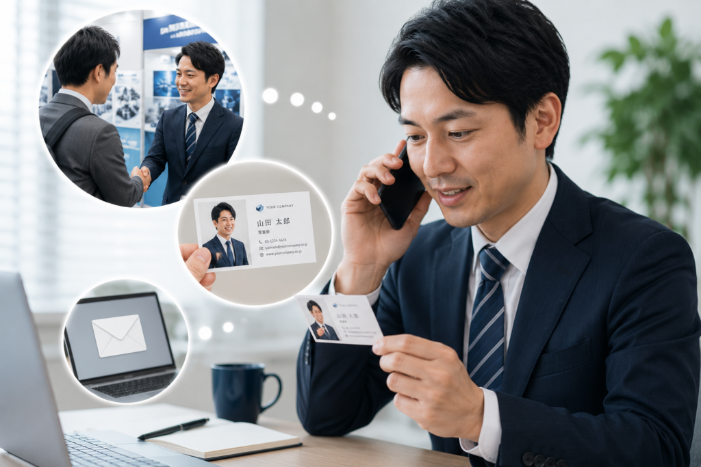 展示会後のフォロー営業にも役立つ」
